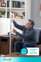 Stander Wonder Pole, Security Pole and Curve Grab Bar, Tension Mounted Floor to Ceiling Transfer Pole for Seniors, Elderly Adults, Bathroom Safety Assist and Stability Rail, Graphite