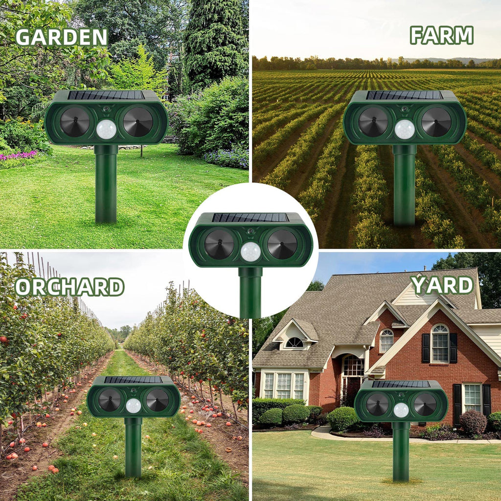 Jahy2Tech 2 Pack Ultrasonic Animal Repellent Outdoor Solar Animal Repeller Waterproof with PIR Sensor & LED Red Lights Animal Deterrent to Keep Deer Bird Cat Dog Raccoon Mouse Fox Out of Garden Yard