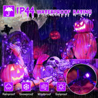 Guhope 66FT 200 LED Halloween Lights, Purple Halloween Lights Outdoor with 8 Lighting Modes, Waterproof Halloween String Lights for Christmas Outdoor Party Yard Garden Decoration