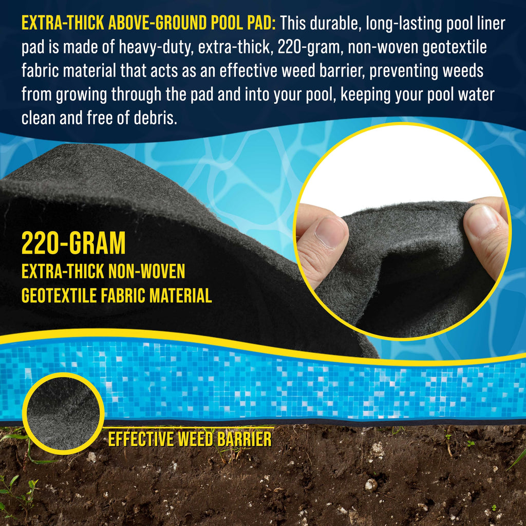 U.S. Pool Supply Ground Shield 15-Foot Round Heavy Duty Pool Liner Pad for Above Ground Swimming Pools - Protects Pool Liner, Prevents Punctures, Weed Barrier, Eco-Friendly Fabric - Extends Liner Life