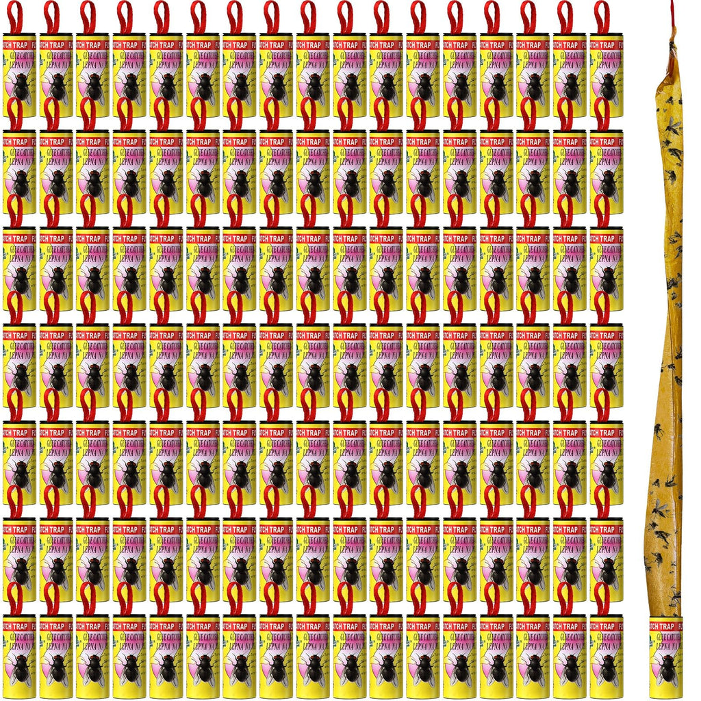 Qualirey 160 Pack Fly Strips Sticky Fly Trap Indoor Outdoor Hanging Fly Ribbon Tape Paper Flying Insect Trap Gnat Killer Traps for Fruit Flies, Bug, Insect, Pest (Yellow)