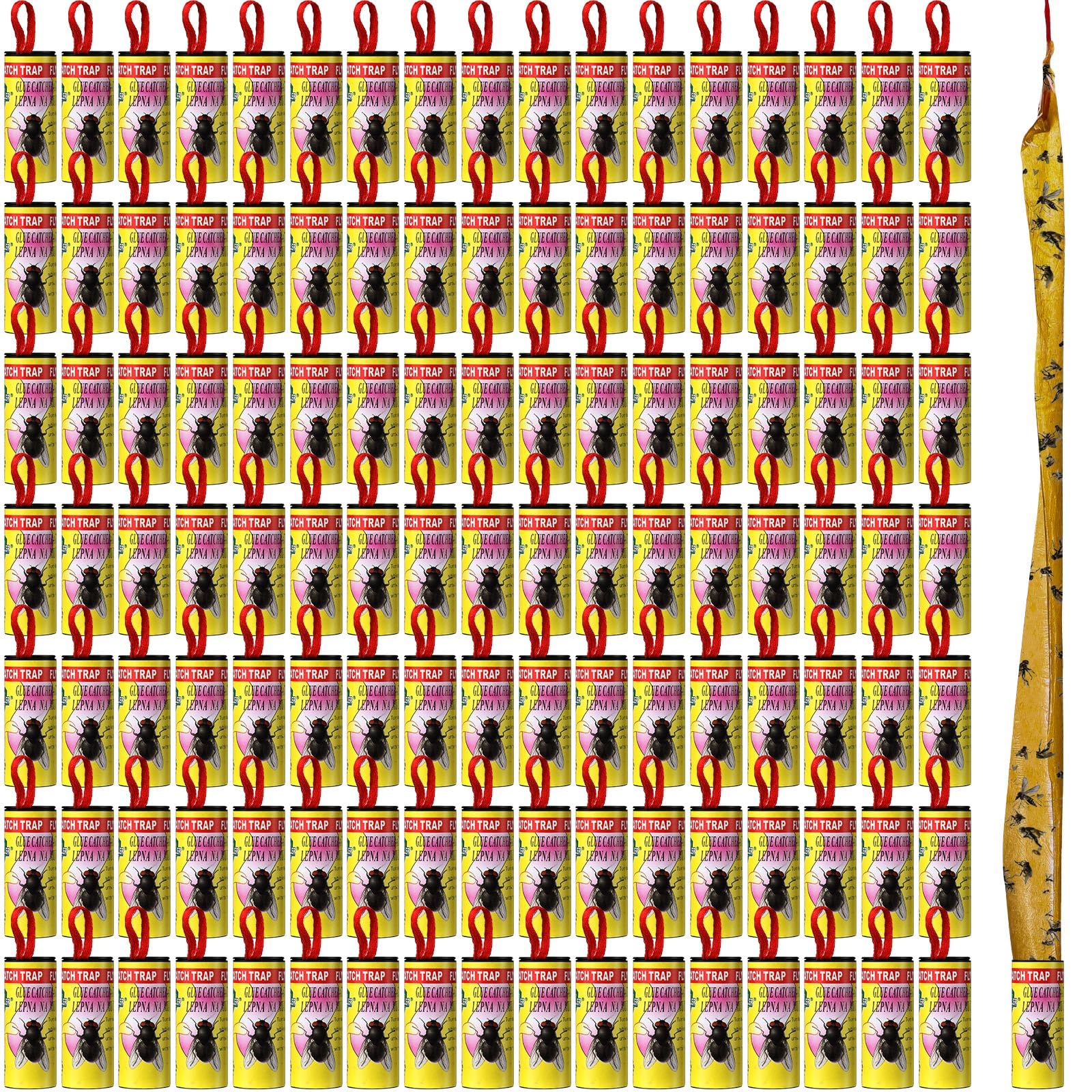 Qualirey 160 Pack Fly Strips Sticky Fly Trap Indoor Outdoor Hanging Fly Ribbon Tape Paper Flying Insect Trap Gnat Killer Traps for Fruit Flies, Bug, Insect, Pest (Yellow)