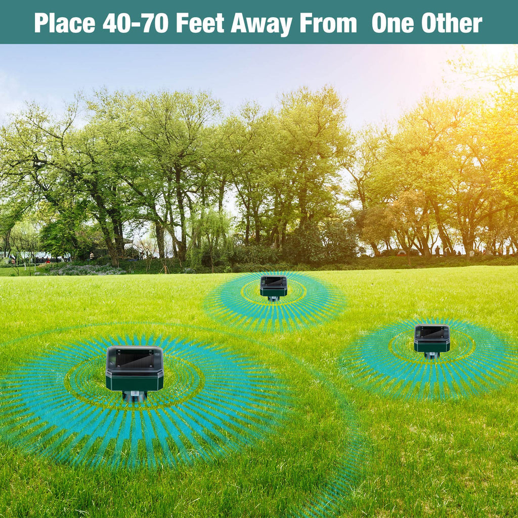 28 Pieces Solar Mole Repellent Ultrasonic Outdoor Gopher Deterrent Spikes for Garden Yard Lawn Waterproof Solar Powered Repeller for Groundhogs, Voles, Snakes and Other Burrowing Animals (Square)
