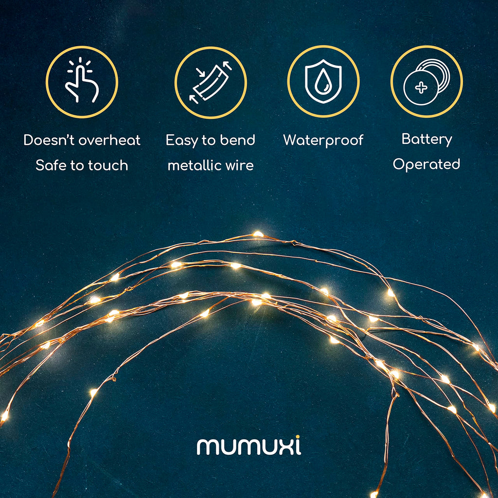 MUMUXI LED Fairy Lights Battery Operated String Lights [24 Pack] 7.2ft 20 Battery Powered LED Lights | Mini Lights, Centerpiece Table Decorations, Wedding Party Bedroom Mason Jar Christmas, Warm White