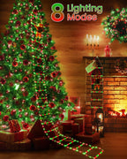 Toodour LED Christmas Light - 10ft Christmas Decorative Ladder Lights with Santa Claus, Christmas Decorations Lights for Indoor Outdoor, Window, Garden, Home, Wall, Xmas Tree Decor - Red & Green