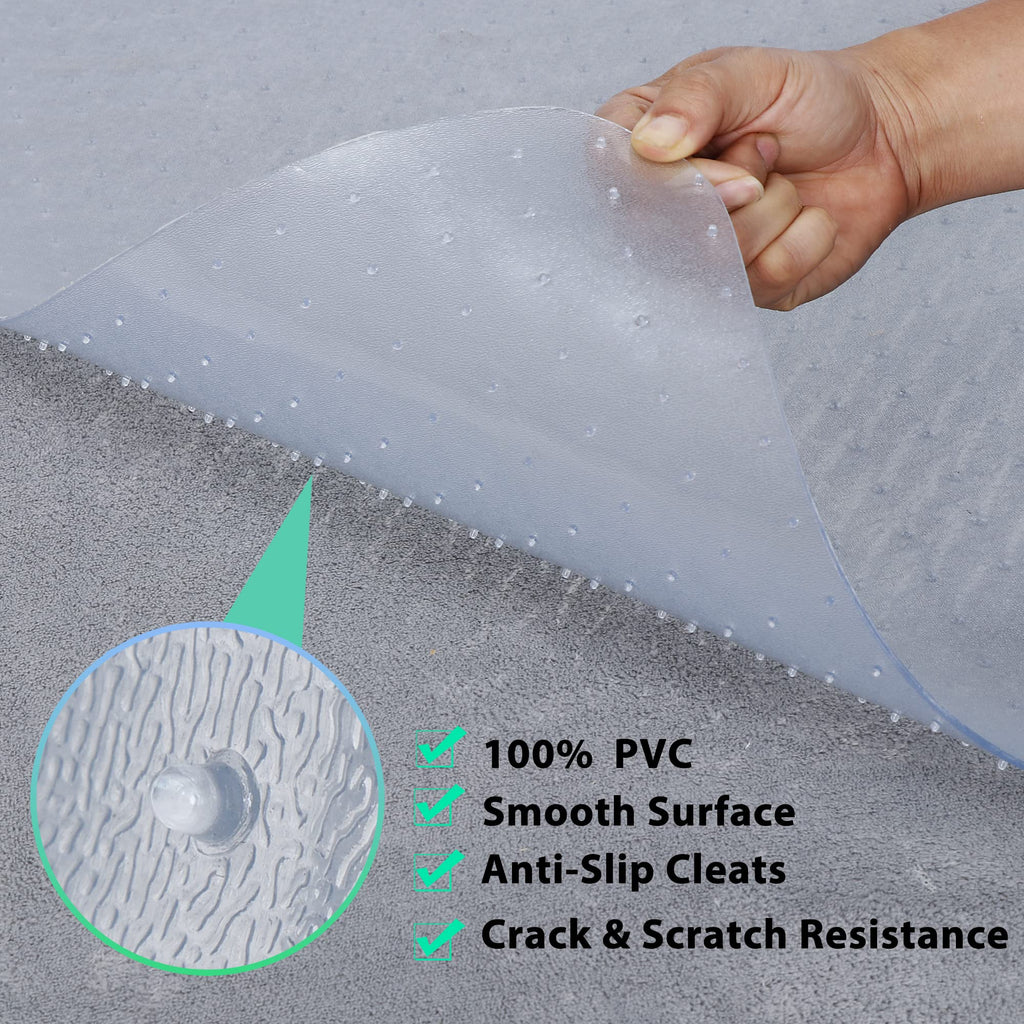 Office Chair Mat for Carpeted Floor 46” x 60” Clear Floor Protector Mat Anti Slip Computer Desk Chair Mat for Home Office (46” x 60” Rectangular)