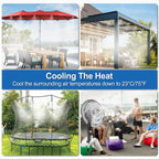 Misters for Outside Patio, 50FT|15M Outdoor Water Misting Cooling System. Backyard Mist Kit for Garden Greenhouse Fan Deck Umbrella Canopy Pool Porch Trampoline Sprinkler Park BBQ Party Accessories