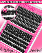 MilyBest 4 Styles Lash Clusters Kit 864Pcs Eyelash Clusters Lash Kit Volume Lashes Clusters D Curl DIY Individual False Eyelashes with 2 Bond&Seal Wispy Bulk Cluster Eyelash Extensions Kit De Pestañas