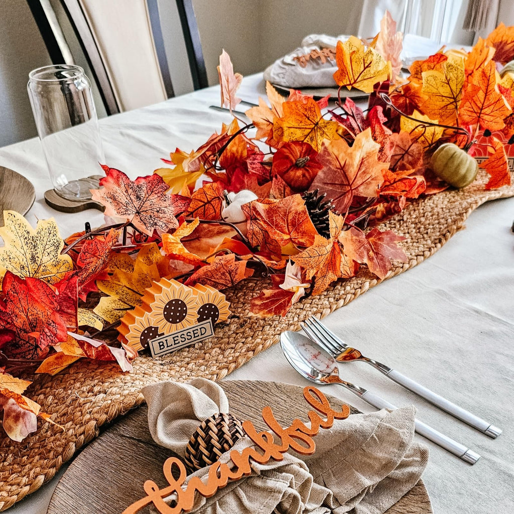 CQURE 7 Pack Fall Leaf Garland, Total 41.3Ft Artificial Fall Vines Autumn Garland Fall Maple Leaves Thanksgiving Decor for Home Wedding Fireplace Christmas