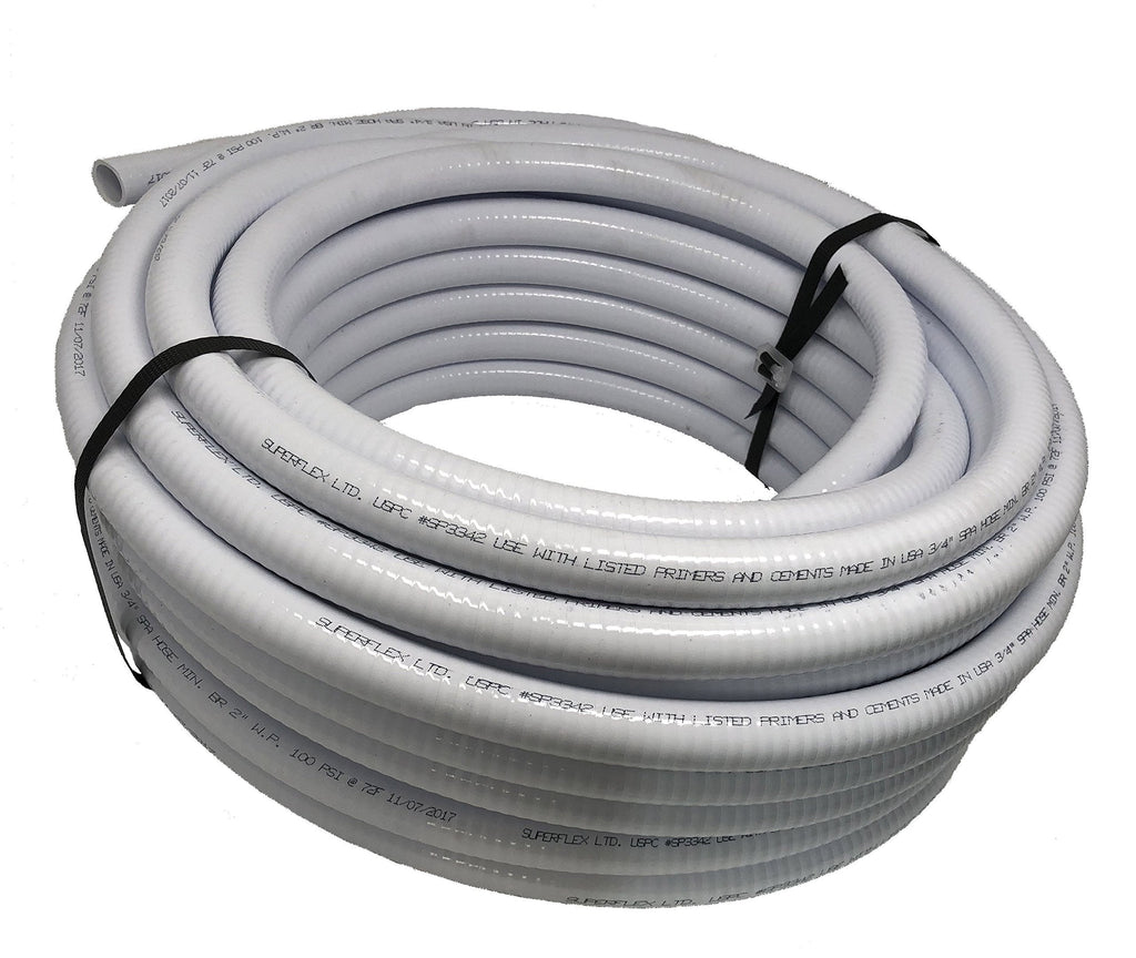 Sealproof 1.5" Dia Flexible PVC Pipe, Swimming Pool and Spa Hose Tubing, Schedule 40, Pump Filtration, Made In USA, 1-1/2-Inch, 25 FT, White