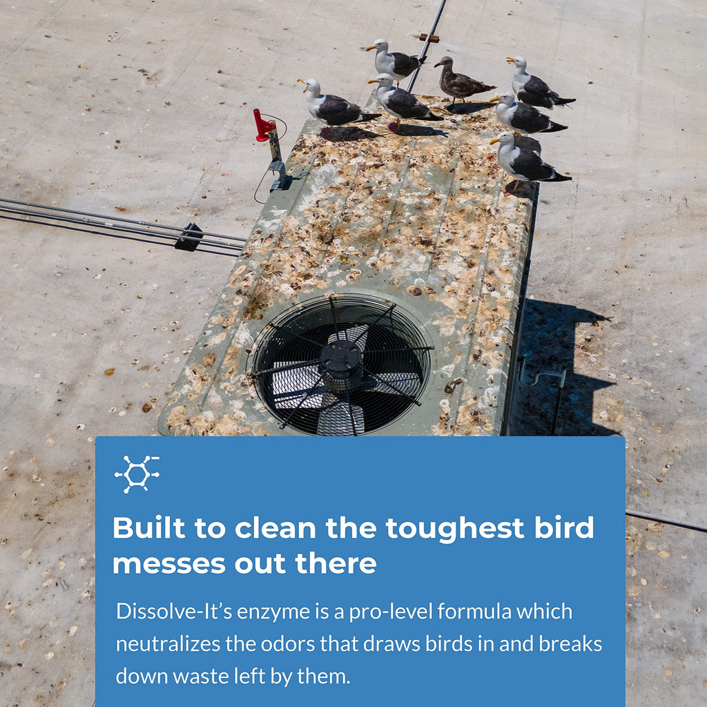 Bird Barrier Dissolve-It Max Enzyme Cleaner - Mix with Water – Bird Dropping Cleaner - Dissolves Waste – Treat Affected Areas Before Installing Bird Control Products - Bird Cage Cleaner - 1 Quart