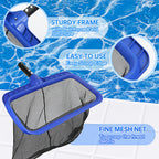 Pool Brush Head & Fine Mesh Pool Skimmer Kit，17" Pool Brushes for Cleaning Pool Wall， Reinforced Frame Pool Net Leaf Skimmer Cleaning Tool with Deep Fine Nylon Mesh Net Bag for Fast Cleaning
