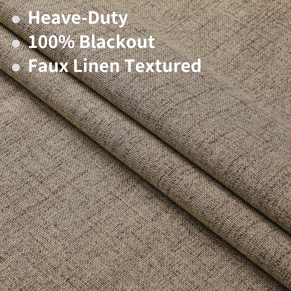 Joydeco Natural Linen Curtains 84 inch Length 2 Panels Set Burg 100% Blackout Long Drapes for Bedroom Living Room Blackout Darkening Curtain Thermal Insulated Back tab Rod Pocket(52x84 inch,Linen)