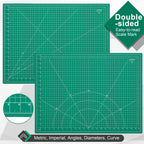 Density-upgraded 18" x 24" Self Healing Sewing Mat, Idemeet Rotary Sewing Mat for Crafts, 5-Ply Cut Board for Fabric Leather Cutting Quilting Modeling Hobby Project, Scale Size 18" x 24", Green