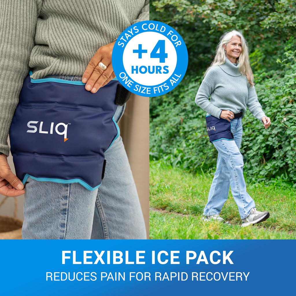 Sliq Hip Kit for Seniors Total Hip Replacement Prime Supplies after Hip Surgery, Hip Replacement Recovery Kit, Hip Ice Pack, 32" Grabber Tool, Leg Lifter, Shoe Horn, Sock Aid Device for Seniors
