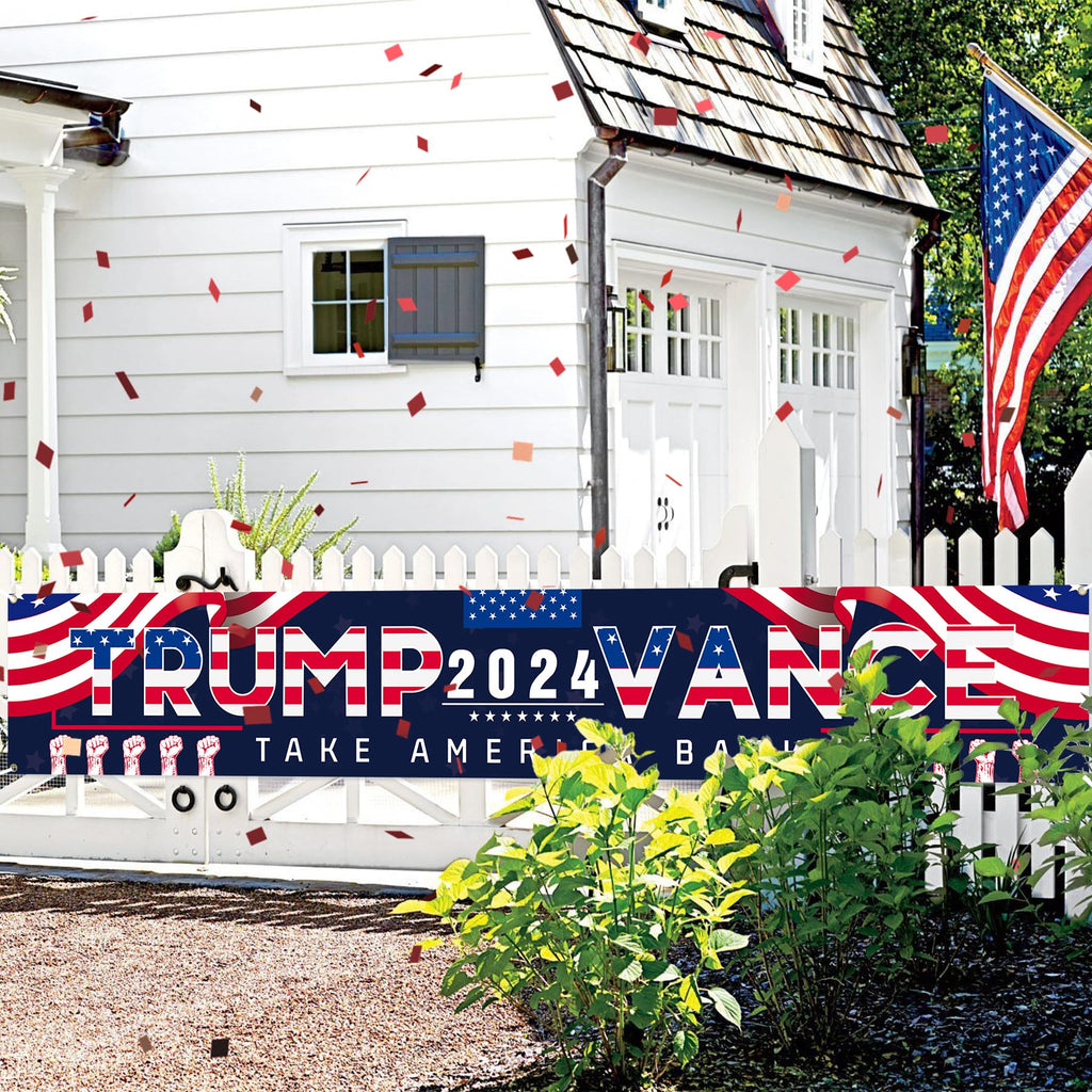 Urespkle Trump Vance 2024 Banner, Donald Trump JD Vance Take America Back Sign Banner for Yard Garden Lawn Decor, 9.8X1.6 Ft, Outdoor&Indoor