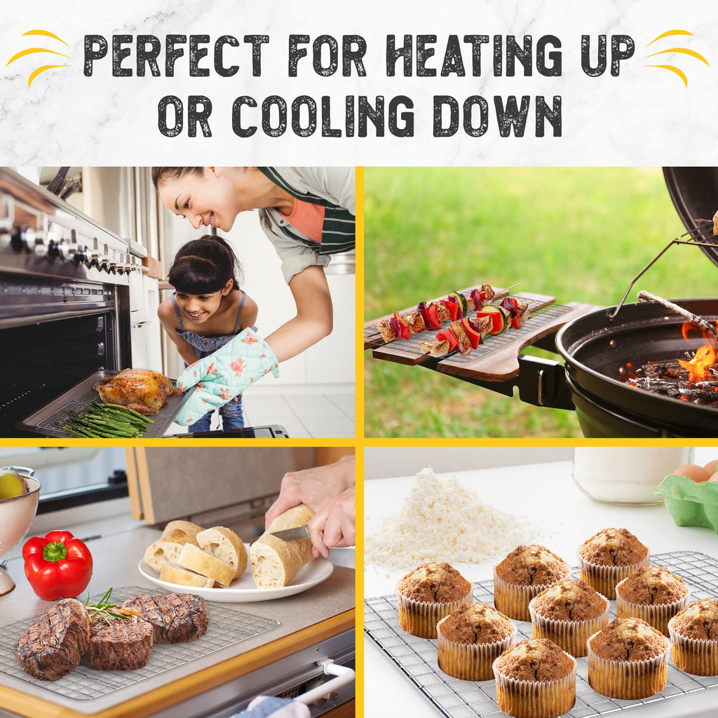Checkered Chef Cooling Rack for Cooking and Baking - 8” x 11 ¾" Set of 2 Stainless Steel, Oven Safe Grid Wire Cookie Cooling Racks