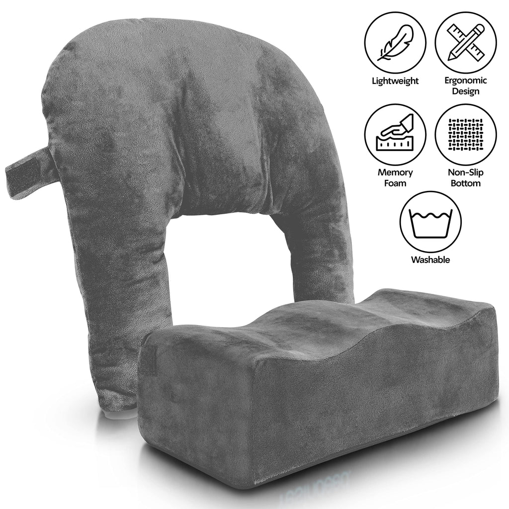 Brazilian Butt Lift Pillow + Back Support Cushion – Dr. Approved BBL Foam Pillow with Carrying Bag and Back Pillow for Post Surgery Recovery – Comfortable and Firm Butt Support Cushions Set - Grey