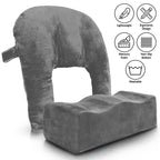 Brazilian Butt Lift Pillow + Back Support Cushion – Dr. Approved BBL Foam Pillow with Carrying Bag and Back Pillow for Post Surgery Recovery – Comfortable and Firm Butt Support Cushions Set - Grey