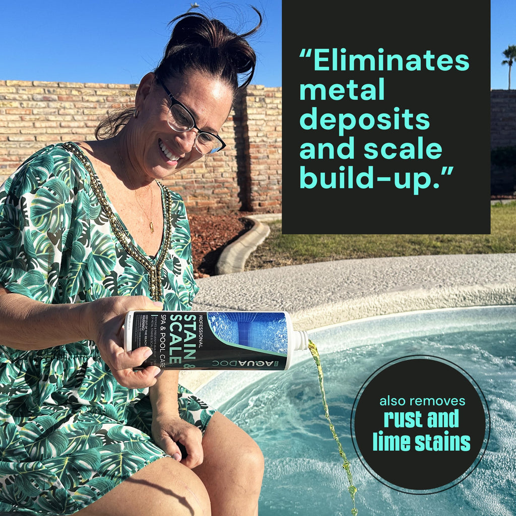 AquaDoc Spa Stain and Scale Control for Hot Tubs - 32oz - Hot Tub Descaler That Helps Prevent & Remove Metal Stains and Scale - Made in USA