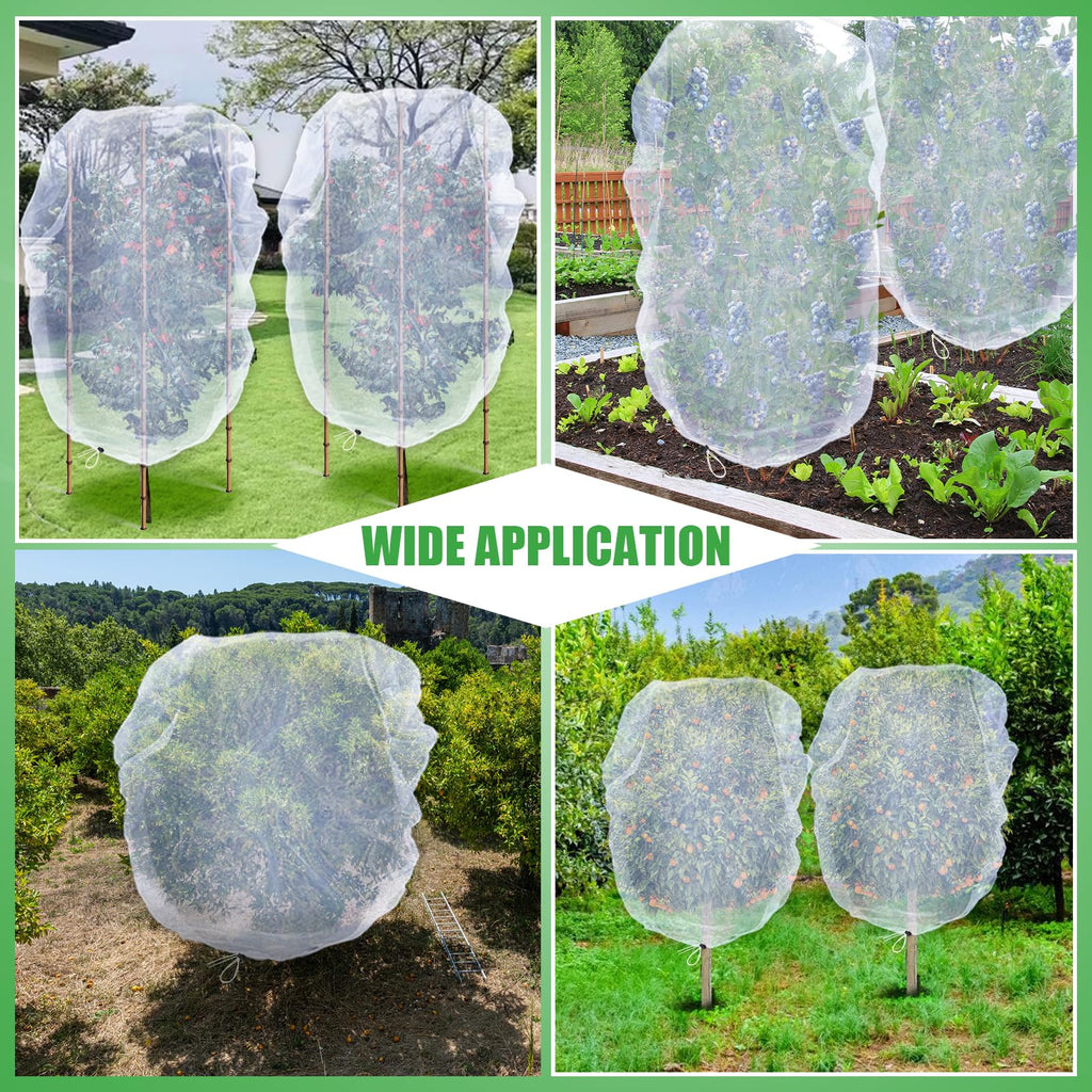 4 Pack Insect Bird Netting Cover - 4.6x6FT Garden Netting Blueberry Bushes Plant Covers with Drawstring, Fine Mesh Net for Protecting Lemon Orange Large Fruit Tree from Barrier Squirrel Deer