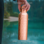 Kosdeg Copper Water Bottle - 34 Oz Extra Large - A Hammered Ayurvedic Pure Copper Vessel For Drinking - Drink More Water, Lower Your Sugar Intake And Enjoy The Health Benefits Immediately