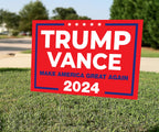 SignPro Trump Vance 2024 Yard Sign | Trump JD Vance Lawn Sign | Trump Vance Make America Great Again Sign | 18" x 12" Corrugated Plastic Outdoor Weatherproof Yard Signs With H Stake | Double Sided