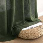 MIULEE Olive Green Linen Curtains 90 Inch Long for Bedroom Living Room, Soft Thick Linen Textured Window Drapes Semi Sheer Light Filtering Rod Pocket Back Tab Christmas Burlap Look, 2 Panels
