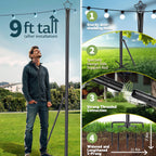 XDW-GIFTS String Light Pole - Steel Poles for Outdoor String Lights Hanging, Garden, Backyard, Patio Lighting Stand for Parties, Christmas, Wedding, 2 Pack
