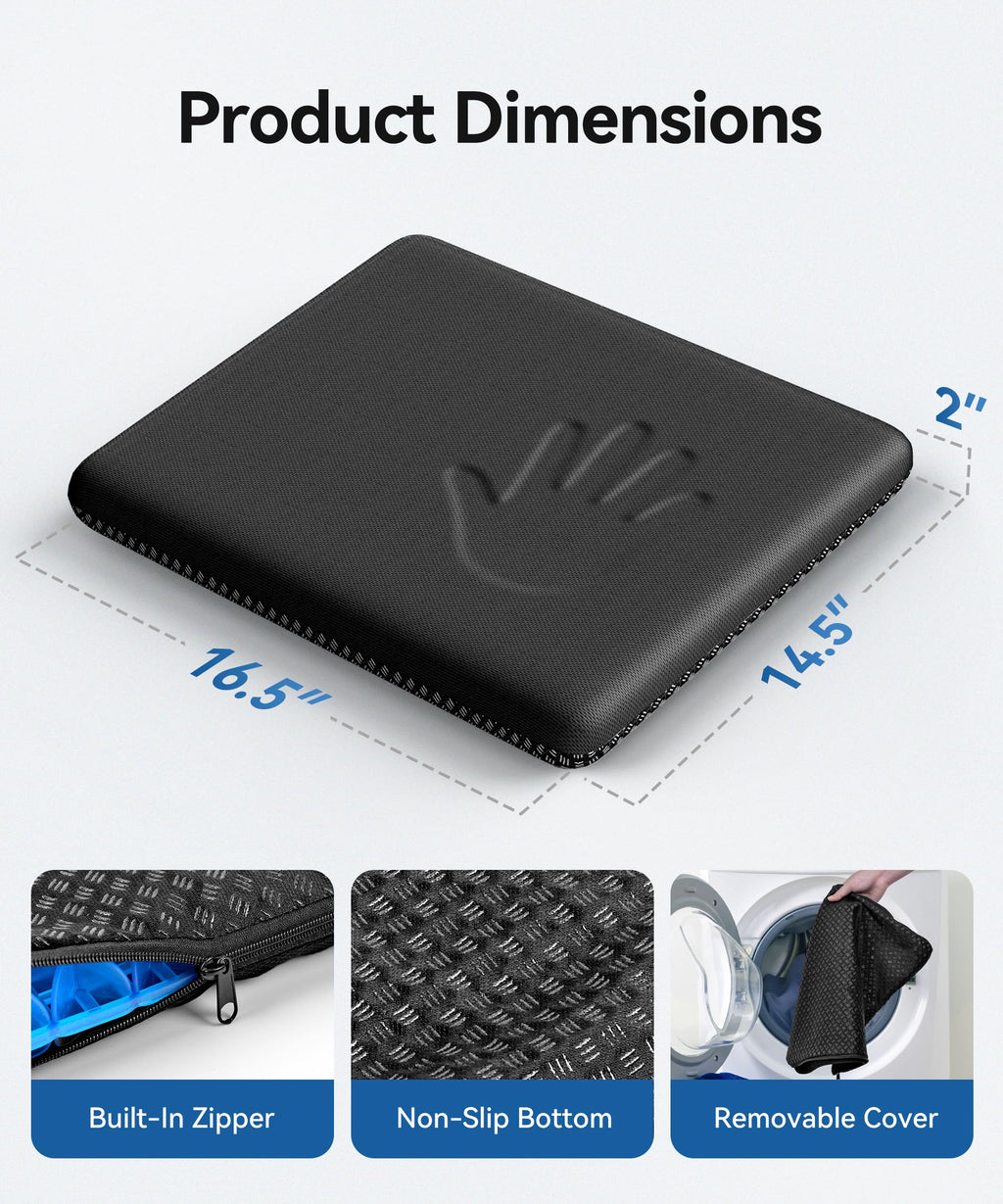 MZYENU Gel Seat Cushion, Cool Chair Cushion for Office Chairs, Driving Car Cushions Breathable, Wheelchair Cushions for Pressure Relief, Back Pain for Seat Cushion, Chair Pad with No-Slip Cover