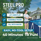 Bestway Steel Pro 9' 10" x 6' 7" x 26" Rectangular Above Ground Pool Set with 827 Gallon Capacity, DuraPlus Liner, and Flowclear 330 GPH Filter Pump