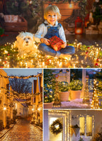 Minetom Christmas Lights, 128ft 400 LED Outdoor Christmas Tree Lights with Remote, 8 Modes Christmas String Lights Plug-in Mini Xmas Tree Lights with Timer for Outside Party Decor, Warm White