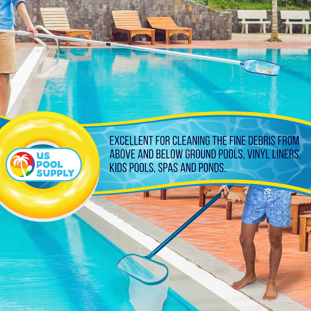 U.S. Pool Supply Professional Swimming Pool Leaf Skimmer Net and Leaf Rake Net Set - Cleans Out Debris Fast, Pool Maintenance - Clean Pool Liners, Spas, Ponds and Kids Inflatable Pool