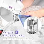 KPCB Tech Sewing Machine for Beginners [Full Set] with Finger Guard and Fabric Bundles - Mini Sewing Machine with Sewing Kits, Foot Pedal, US Adapter and Extension Table