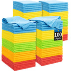 HOMERHYME Microfiber Cleaning Cloth, 100 Pack Cleaning Rags Microfiber Towel Bulk Absorbent Lint-Free Wash Cloths, All-Purpose Towels for Cars, Shop, Automotive, Garage, Home and Kitchen 11.5"*11.5"
