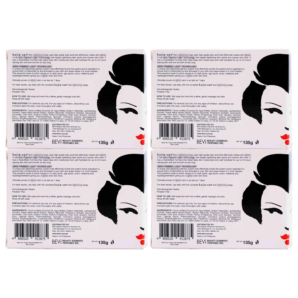 Kojie San Skin Brightening Soap - Original Kojic Acid Soap that Reduces Dark Spots, Hyperpigmentation, & Scars with Coconut & Tea Tree Oil -135g x 6 Bars