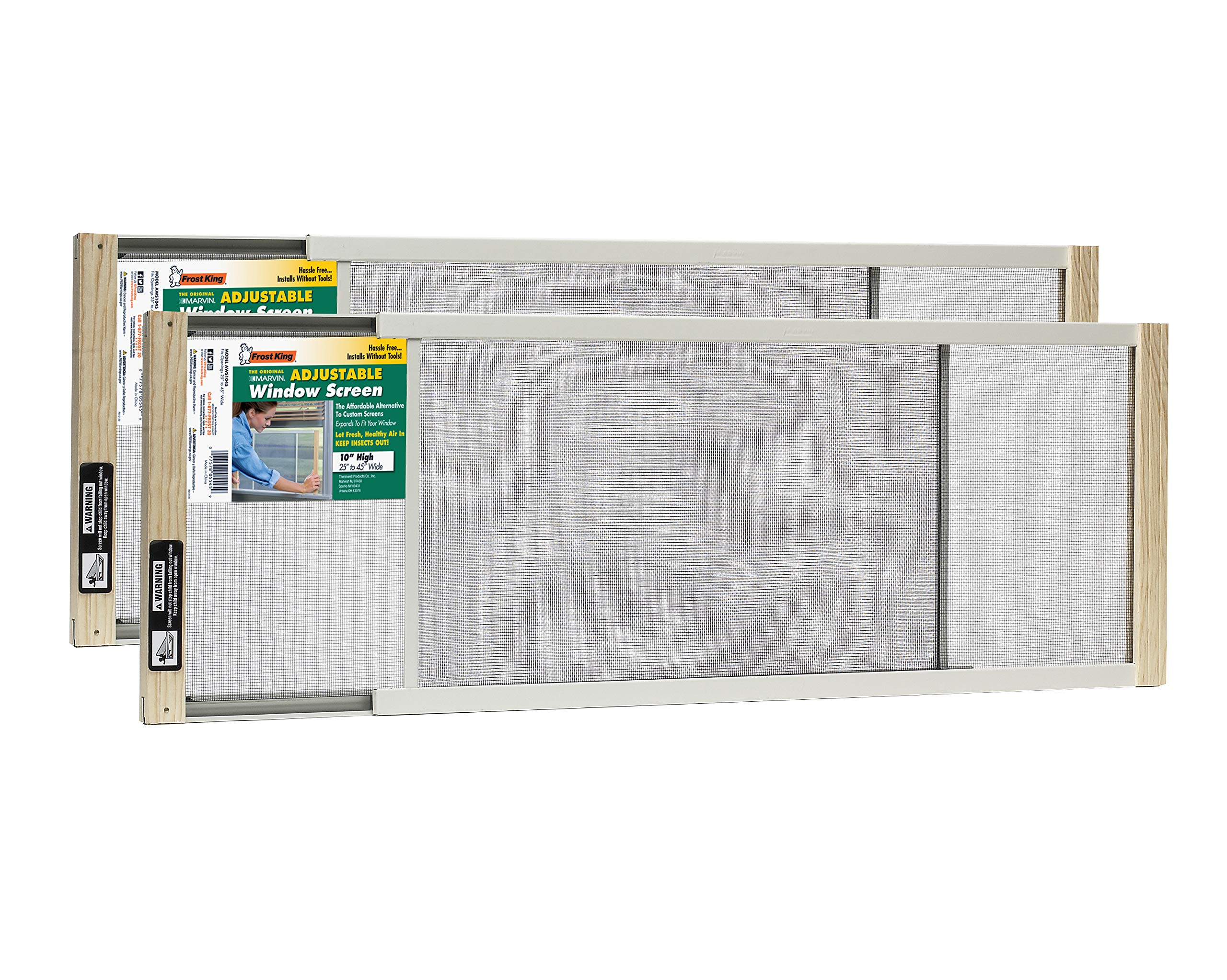 Frost King 2AWS1045 WB Marvin Adjustable Window Screen, 10in High x Fits 25-45in Wide (2-Pack)