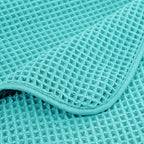 POLYTE Oversize, 60 x 30 in., Quick Dry Lint Free Microfiber Bath Towel Set, 6 Piece (Agua, Waffle Weave)