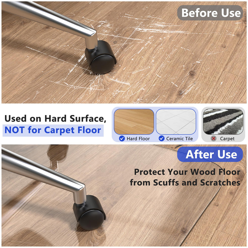 Clear Chair Mat for Hardwood Floor - 36"x48" Heavy Duty Desk Chair Mats for Office Chair - Transparent Computer Floor Mat Office Home Floor Protection Mat for Wood/Tile