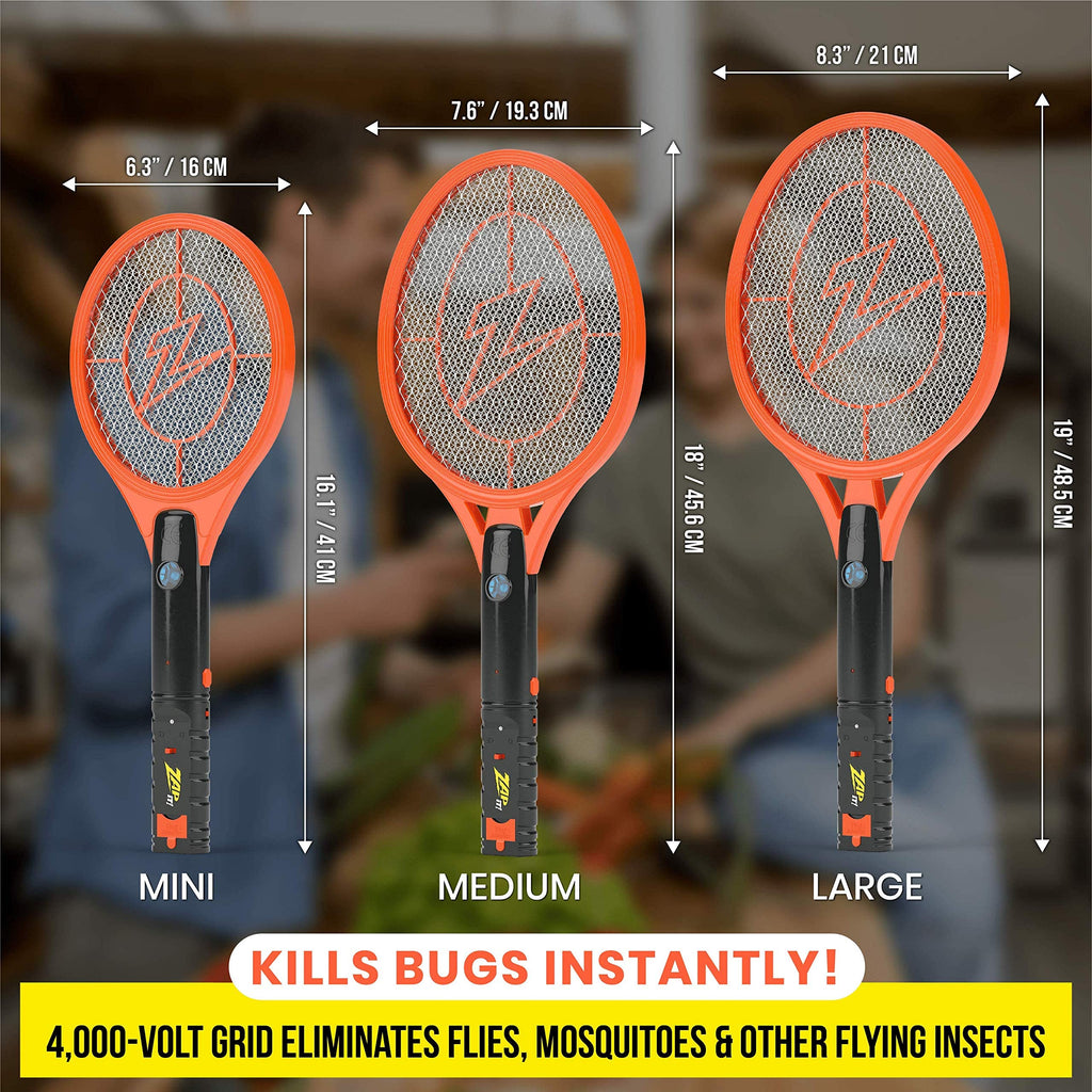 ZAP IT! Bug Zapper Rechargeable Bug Zapper Racket, 4,000 Volt, USB Charging Cable