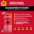 Catchmaster Fly Ribbon, Bug & Fly Traps for Indoors and Outdoors, Premium Sticky Adhesive Fruit Fly & Gnat Hanging Strips, Bulk Scented Flying Insect Paper Rolls (20-Pack)