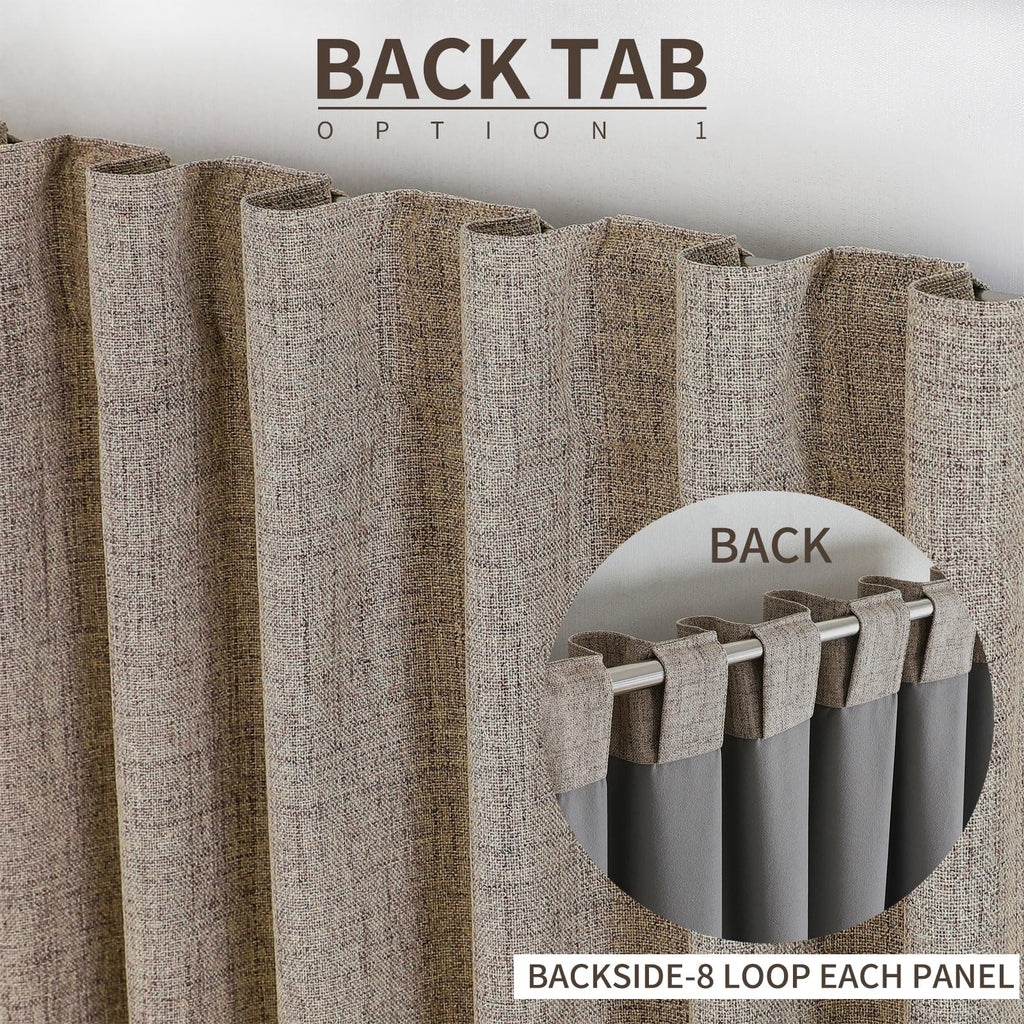 Joydeco Natural Linen Curtains 84 inch Length 2 Panels Set Burg 100% Blackout Long Drapes for Bedroom Living Room Blackout Darkening Curtain Thermal Insulated Back tab Rod Pocket(52x84 inch,Linen)