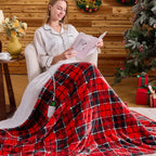 Heated Blanket Electric Throw 50X60, Christmas Heating Blanket Gift with 10 Heating Levels & 8 Hours Auto Off, Red Plaid Checkered Sherpa Blanket Warmer for Adults, Couch Bed Office Use, ETL