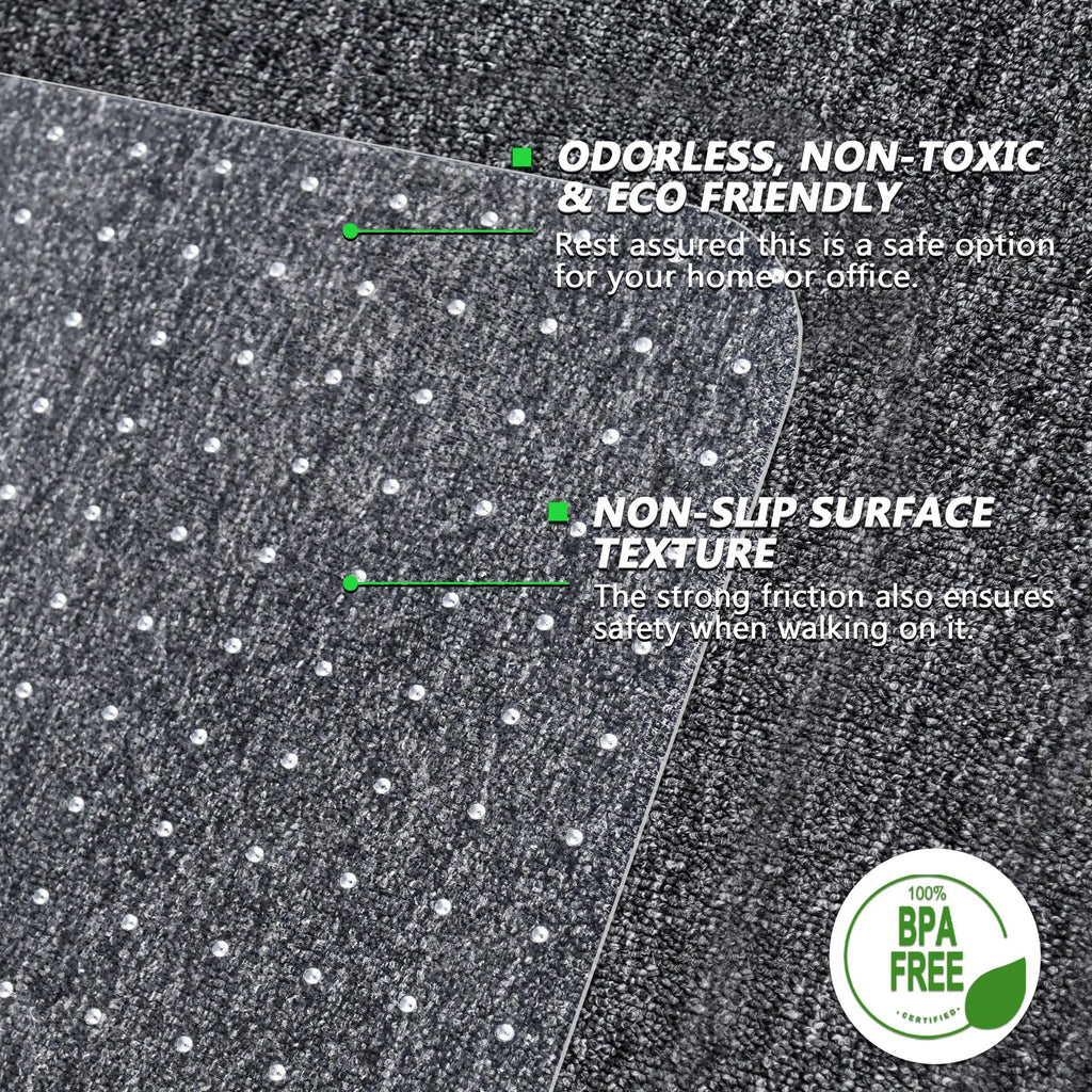 100pointONE Extra Large Office Chair Mat for Carpet, 48" x 60" Clear Desk Chair Mat for Low Pile Carpeted Floors- Easy Glide Plastic Floor Mat for Office Chair on Carpet