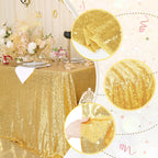 PartyDelight 60"X102" Rectangle Sparkly Gold Sequin Tablecloth for Wedding, Party, Christmas Decorations