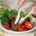 ALPIO 400 Piece Compostable Dinnerware Set for 50 Guests, Biodegradable Paper Plates Set, Eco-Friendly Disposable Plates & Utensils include Paper Plates, Forks Knives Spoons Straws Napkins for Party