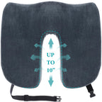 Tailbone Pain Relief Office Chair Cushion 10-Inch Extended U-Cutout,Large-18"x16"x3",Coccyx,Sciatica Pain Relief Memory Foam Wheelchair Car Seat Cushion,But Pillow Pad for Pressure Relief, Blue Grey
