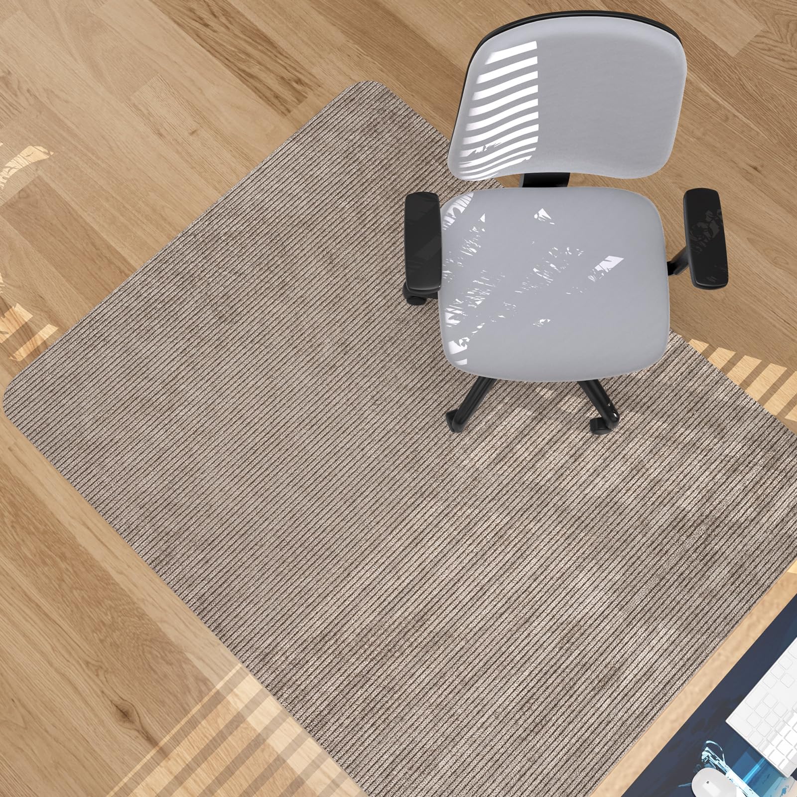 Placoot Desk Chair Mat for Hardwood Floor Corduroy Surface 1/6" Thick 55"x35" Office Chair Mat for Rolling Chairs-100% Large Anti-Slip Backing Under Desk Low-Pile Office Rug Floor Mat for Office/Home