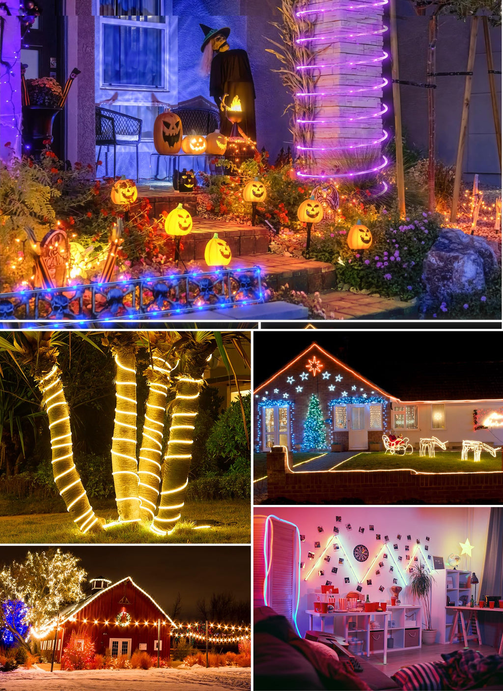 Brightown Solar String Lights Outdoor Waterproof, 18 Colors Changing 39FT Fairy Rope Light Solar Powered with Remote, 100 LEDs Multicolor Trampoline Light Rope Lighting for Outside Christmas Party