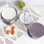 Fine China Storage - Set of 4 Quilted Cases for Dinnerware Storage. Sizes: 12" - 10" - 8" and 7" Wide - Gray - 48 Felt Plate Separators Included
